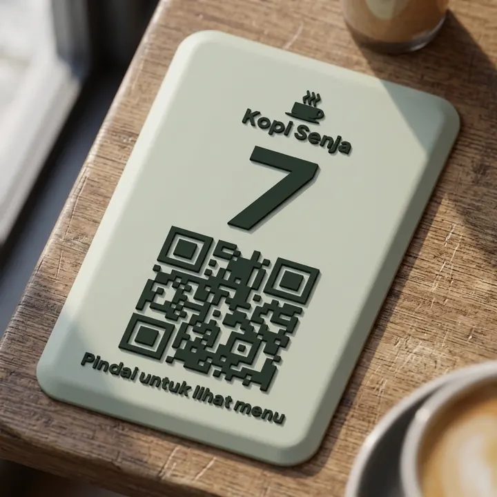 Nomor Meja Tempel + QR Menu