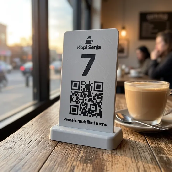Nomor Meja Stand + QR Menu