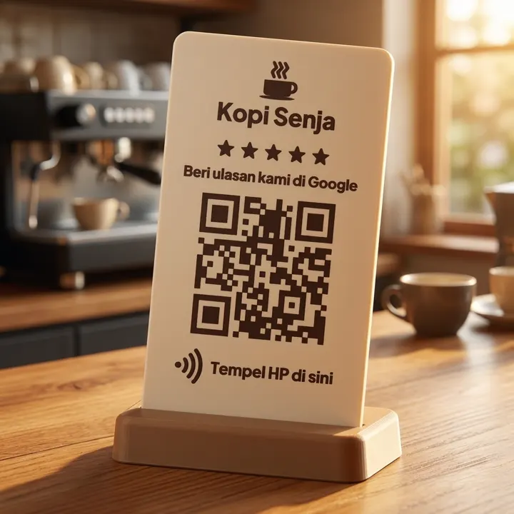 Stand Ulasan Google (QR + NFC)
